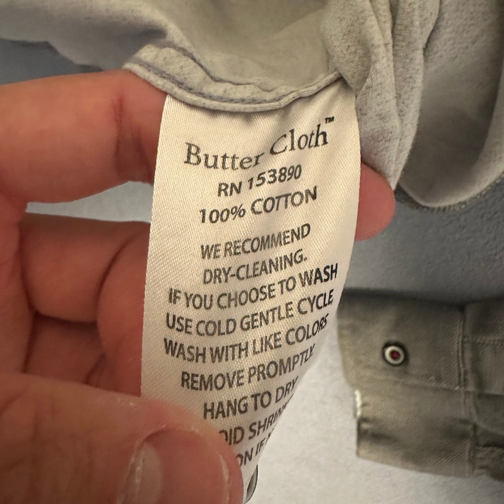 Butter Cloth Button Up Shirt Long Sleeve Collared Stretch Gray Mens Size XL - Picture 10 of 14